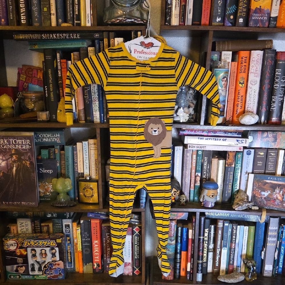 Carter's Yellow and Black Striped Footie with Lion Patch